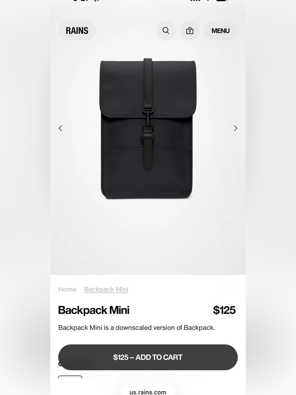 Rains Black Minimalist Backpack - Picture 6 of 6